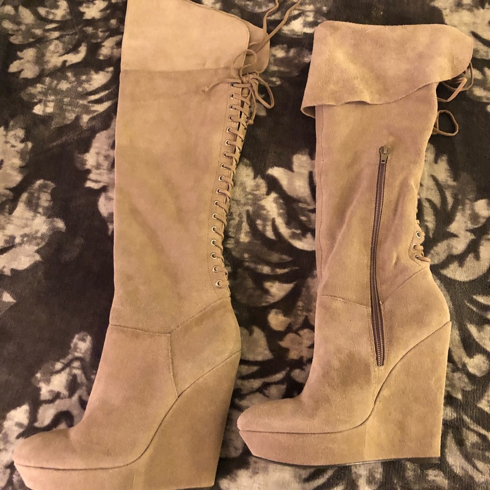 Aldo over the knee boots in taupe